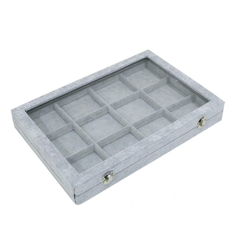 Jewellery Case with Glass Lid & Partitions