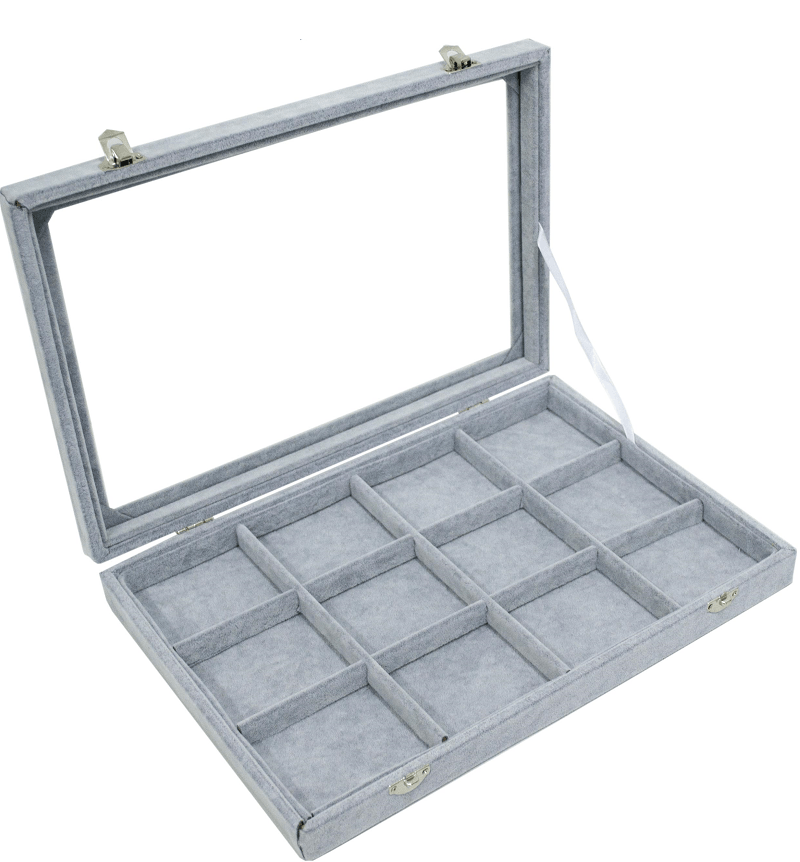 Jewellery Case with Glass Lid & Partitions